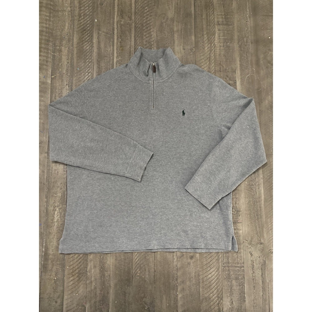 Polo Ralph Lauren Long Sleeve 1/4 Zip Sweater Pullover Mens 2XL Gray Mock Neck